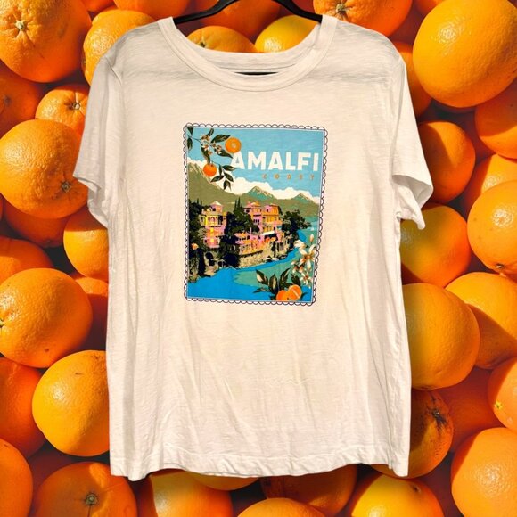 XL LOFT White Amalfi Coast Everyday Crew Tee / T-Shirt, Italy Graphic, NWOT - Picture 4 of 6
